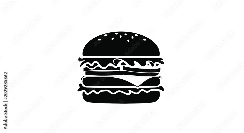 Fototapeta premium Hamburger silhouette on transparent background high quality professional