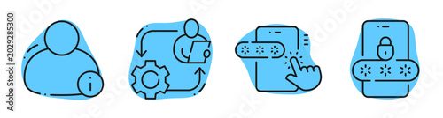 Vászonkép User profile and security icons showing settings, password, and authentication