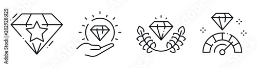 Tableau sur toile Diamond icons conveying quality and value on white background
