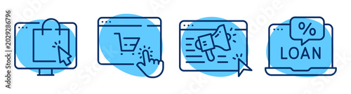 Tableau sur toile Online shopping interaction showing cart click and loan offer