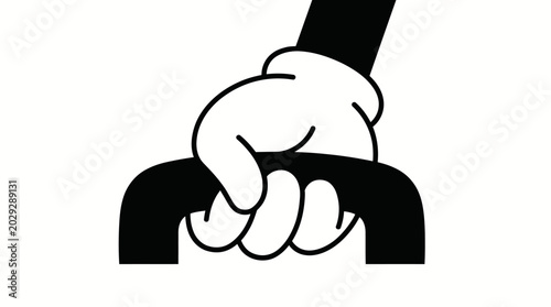 Tableau sur toile A hand gripping a black handle.