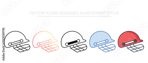 Schilderij op canvas Cricket Helmet Icon Set With White Background Illustration