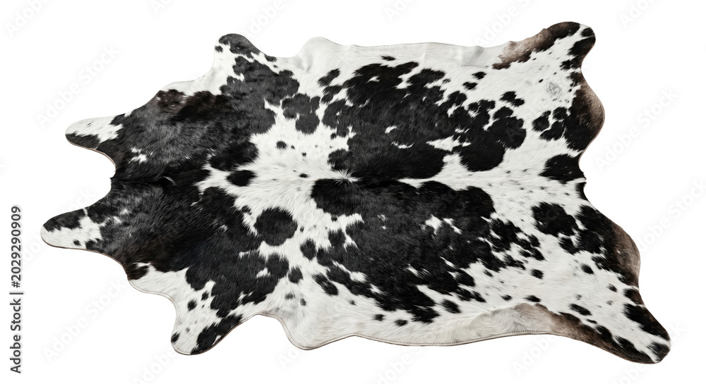 Φωτογραφία Natural black and white spotted cowhide rug pelt