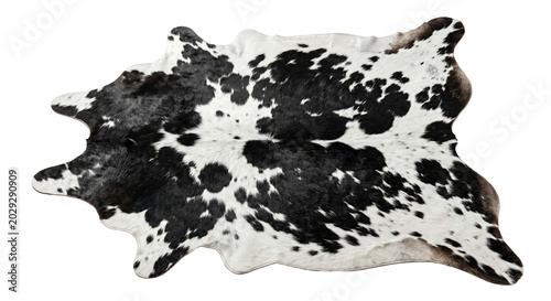Tableau sur toile Natural black and white spotted cowhide rug pelt