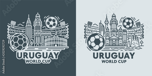Tableau sur toile Uruguay World Cup Football Cityscape Design