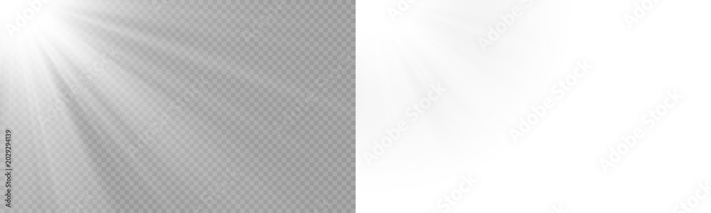 Fototapeta premium Yellow Sunlight Bright Glow Isolated. Png overlay Sun isolated