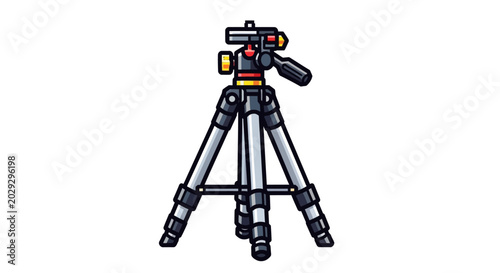 Detailed Illustration of a Sturdy Camera Tripod.