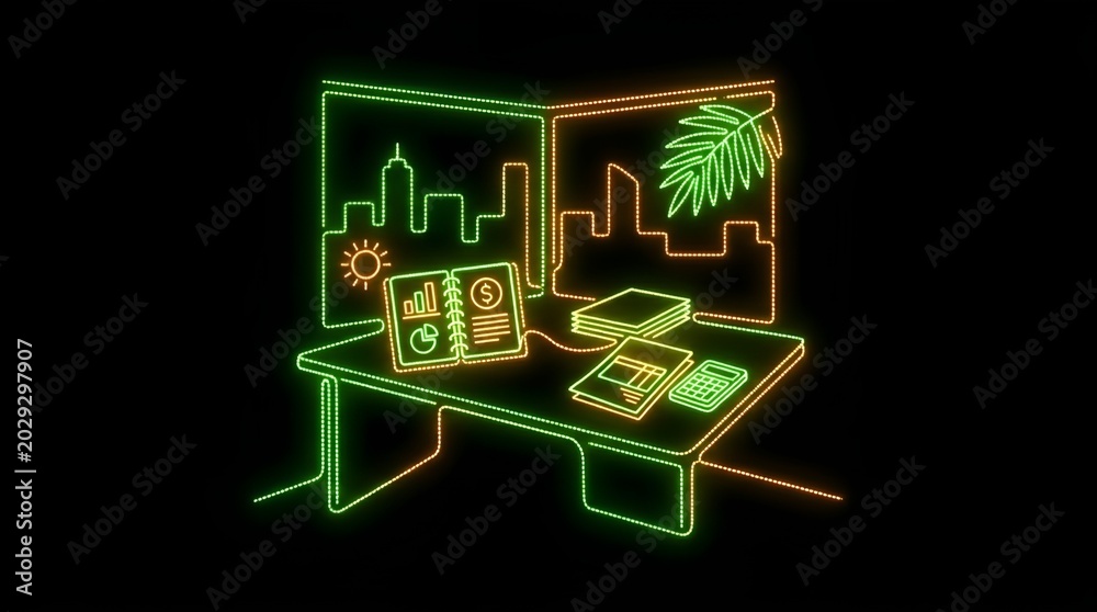 Fototapeta premium Financial reports and business planning tools on an office desk