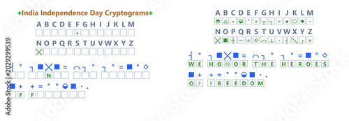 Bilde på lerret India Independence Day cryptogram with letters and message display