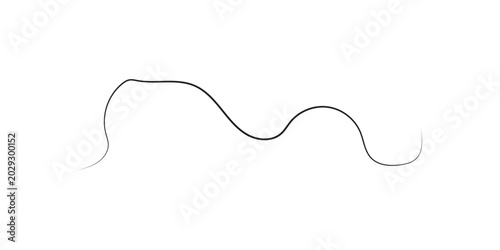 Foto A single strand of dark hair with a wavy shape on a white background