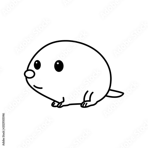 Fotografie Cute round mole animal outline icon for kids design - Kawaii burrowing critter d