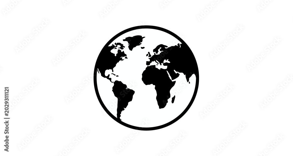 Fototapeta premium Earth globe silhouette on transparent background