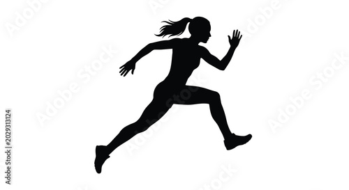 running woman silhouette against white background