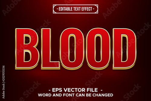 Blood Red and Gold Luxury Metallic 3D Editable Text Effect EPS Vector