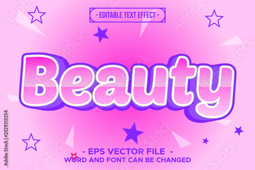 Beauty Cosmetics Pink and Purple Cute 3D Editable Text Effect EPS Vector
