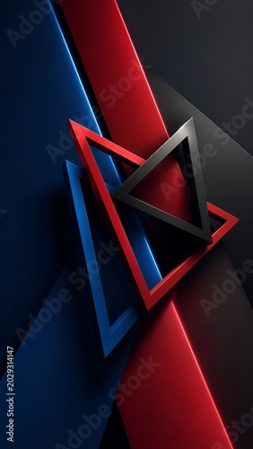 Red Blue Geometric Abstract