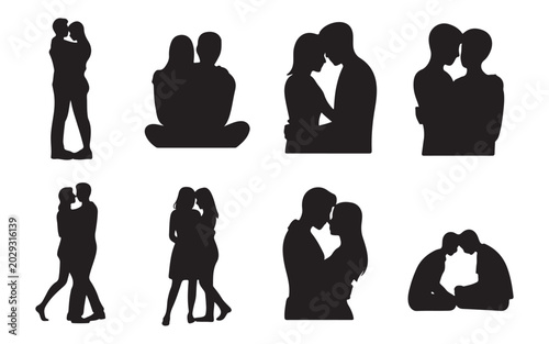 Quadro su tela Relationship emotion silhouette vectors, isolated background