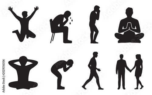 Bild auf Leinwand Relationship emotion silhouette vectors, isolated background