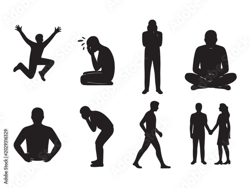 Foto Relationship emotion silhouette vectors, isolated background