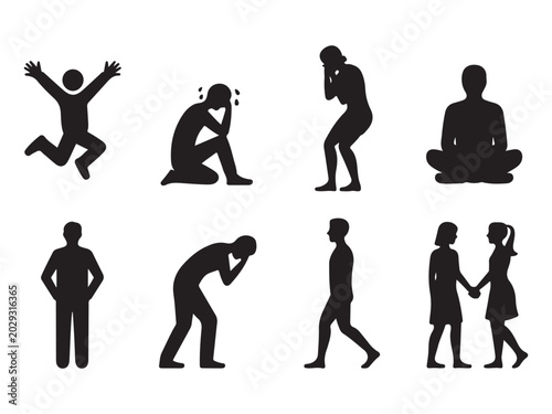 Foto Relationship emotion silhouette vectors, isolated background