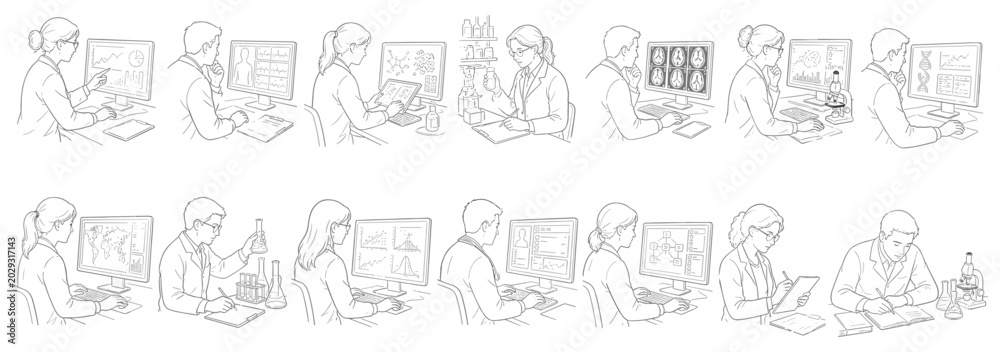 Obraz premium Scientists working in a laboratory with computers and scientific equipment