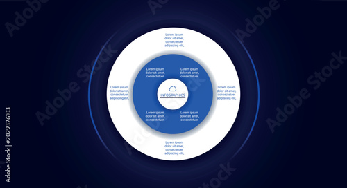 Blue Circular Infographic Chart with Concentric Circles and Options