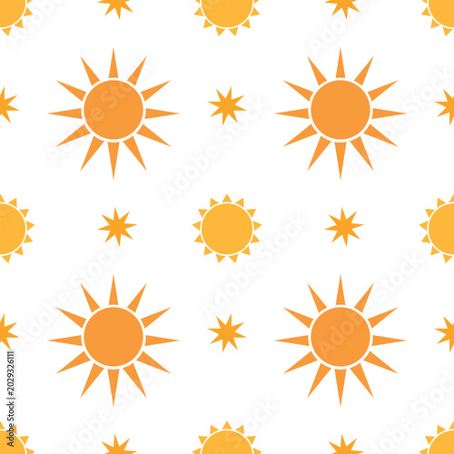 Bild auf Leinwand Seamless pattern with sun on white background