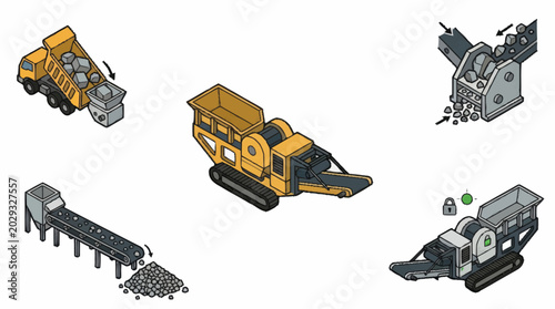 Φωτογραφία Industrial machinery for crushing and transporting materials.