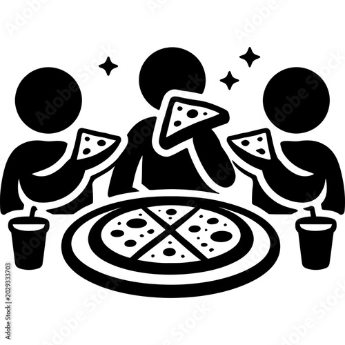 Group Eating Pizza Icon