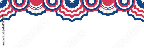 Slika na platnu Ornate patriotic bunting garland seamless border in national USA flag colors