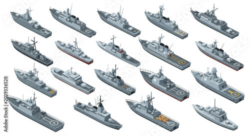 Canvastavla Multiple Military Ships Fleet in Open Sea.