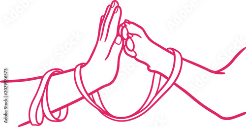 Line art of hands and paw forming heart shape with love and caring.