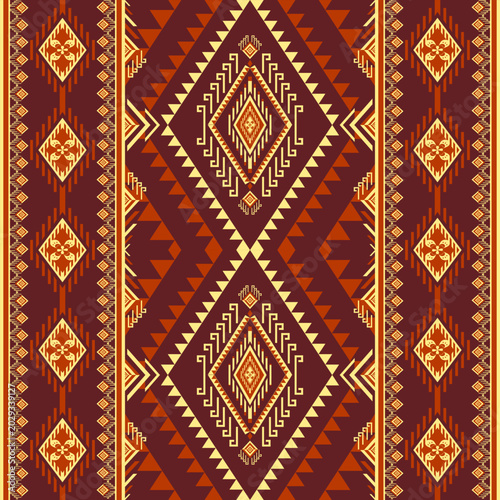 Obraz na plátně Geometric ethnic vertical border pattern in Ikat tribal style