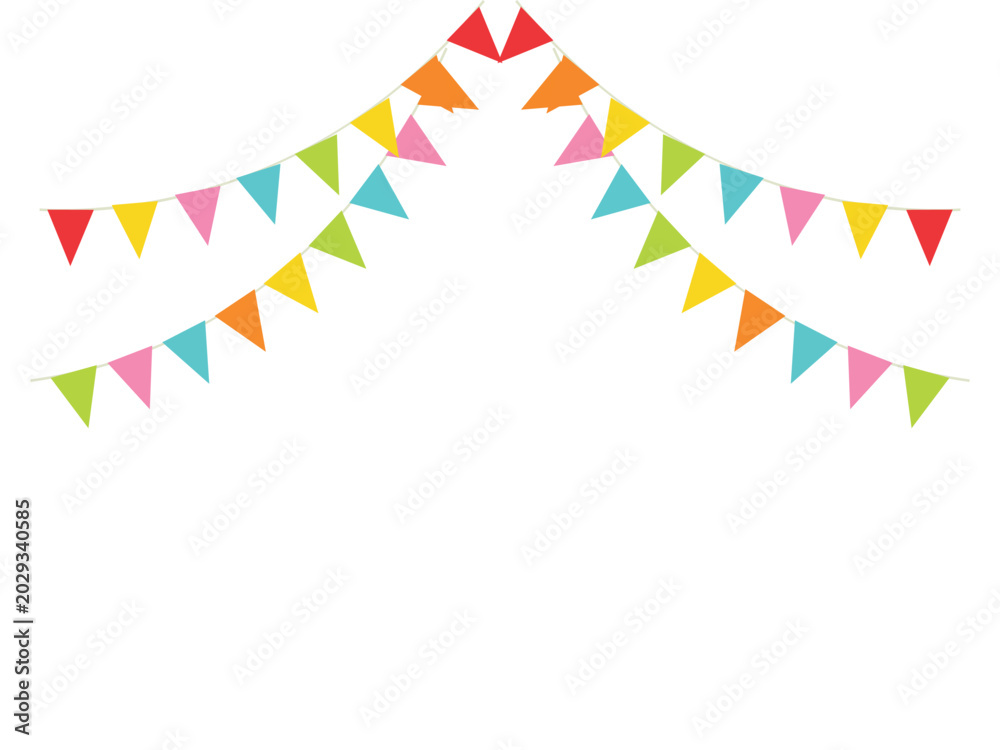 Obraz premium Colorful triangular pennant banners in various bright hues for party decoration