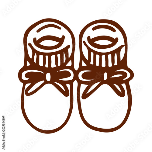 Hand drawn baby booties soft shoes vector illustration