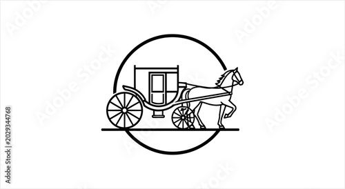 Bild auf Leinwand Vintage Horse Drawn Carriage Emblem Symbol.