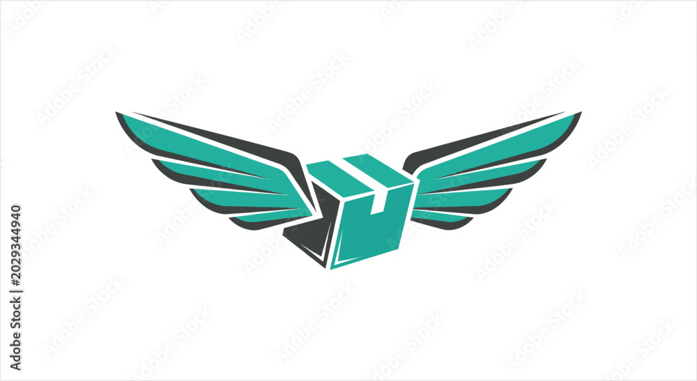 Obraz premium Winged Delivery Box Logo Design.