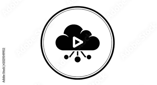 Fotografie Black Cloud Icon with Rain Drops.
