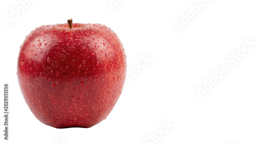 Photos Fresh Red Apple with Water Droplets Isolated on White