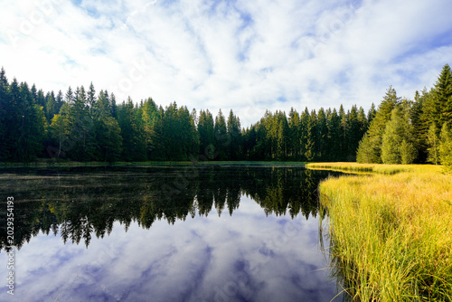 Canvas Print A view of the Vogtlandsee and the surrounding landscape