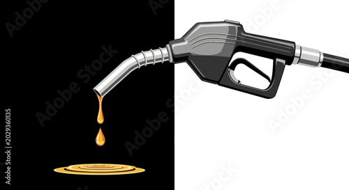 Fuel nozzle dripping gasoline on ground.