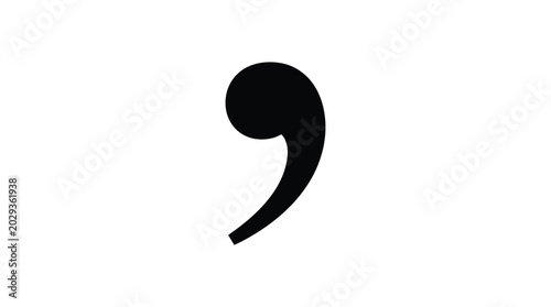 Cuadro en lienzo Comma punctuation mark silhouette on a white background