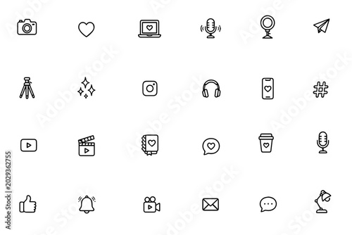 Minimalist Social Media & Content Creator Icon Set