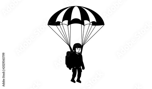 Cuadro en lienzo Cartoon Military Paratrooper Airborne Landing Vector Character