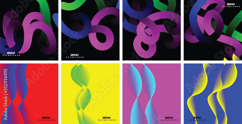 Bilde på lerret Vibrant colorful abstract shapes swirl together in a mesmerizing graphic design