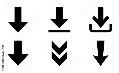 Bild auf Leinwand Download Icons Set, Down Arrow Symbols, Upload Button Graphics, Vector Collectio