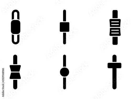 Fotografía Set of 6 Black Slider Controls, Volume Knobs, Interface Elements, UI Design Comp