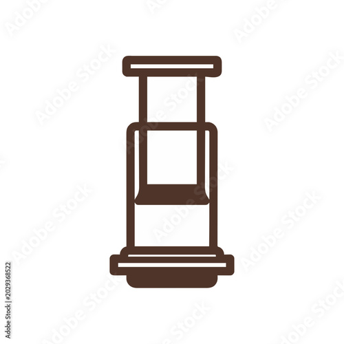 Slika na platnu Minimalist Coffee Press Brewer Icon for Cafe Menu, App UI, and Brewing Guide Des