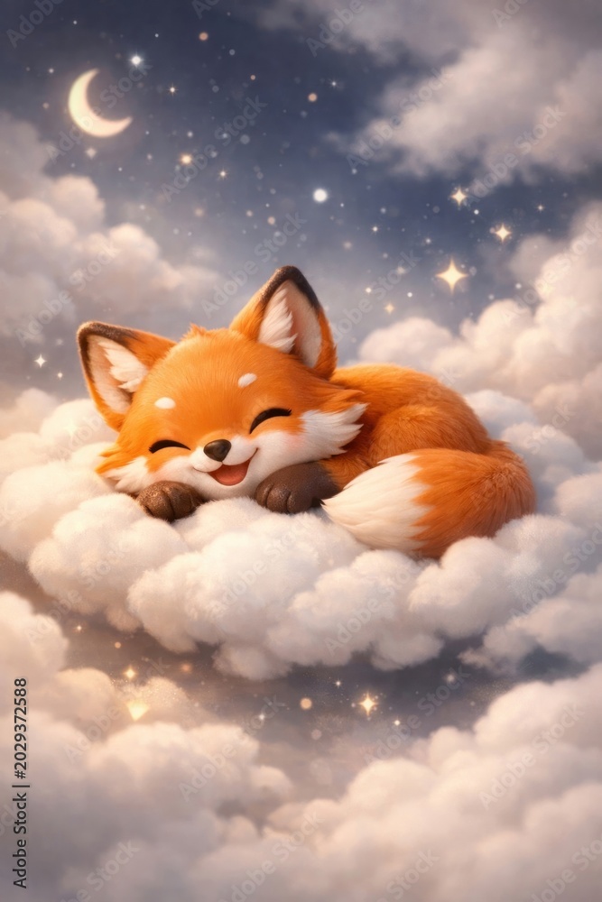 Fototapeta premium Adorable fox sleeping peacefully.