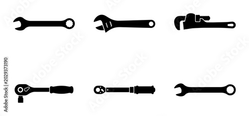 Bild auf Leinwand Wrench Set Icons, Mechanic Tools Collection, Adjustable and Torque Wrenches, Vec